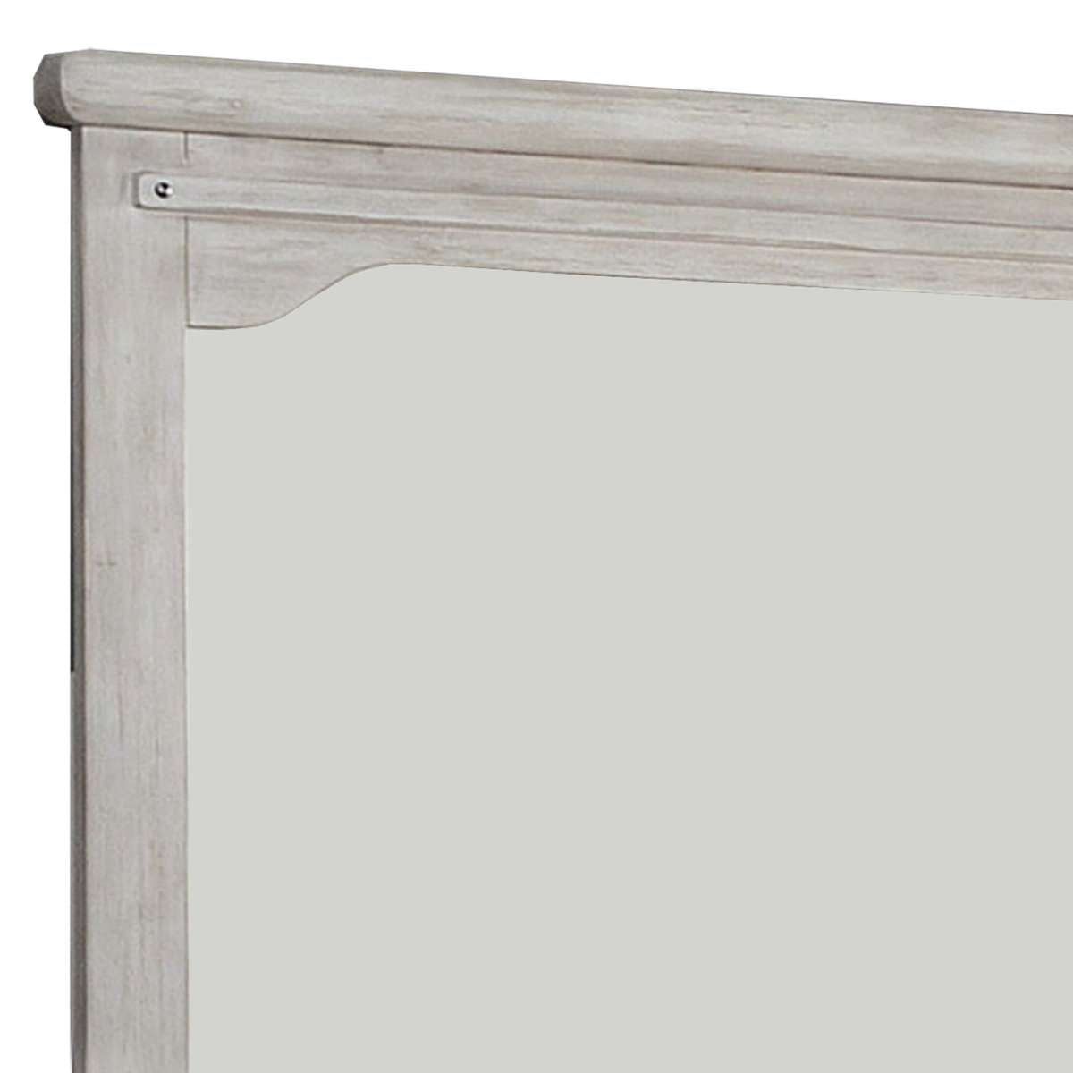 36 Inch Mirror With Chiseled Inner Wooden Frame, White By Benzara | Mirrors |  Modishstore  - 3
