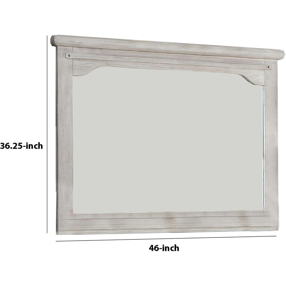 36 Inch Mirror With Chiseled Inner Wooden Frame, White By Benzara | Mirrors |  Modishstore  - 2