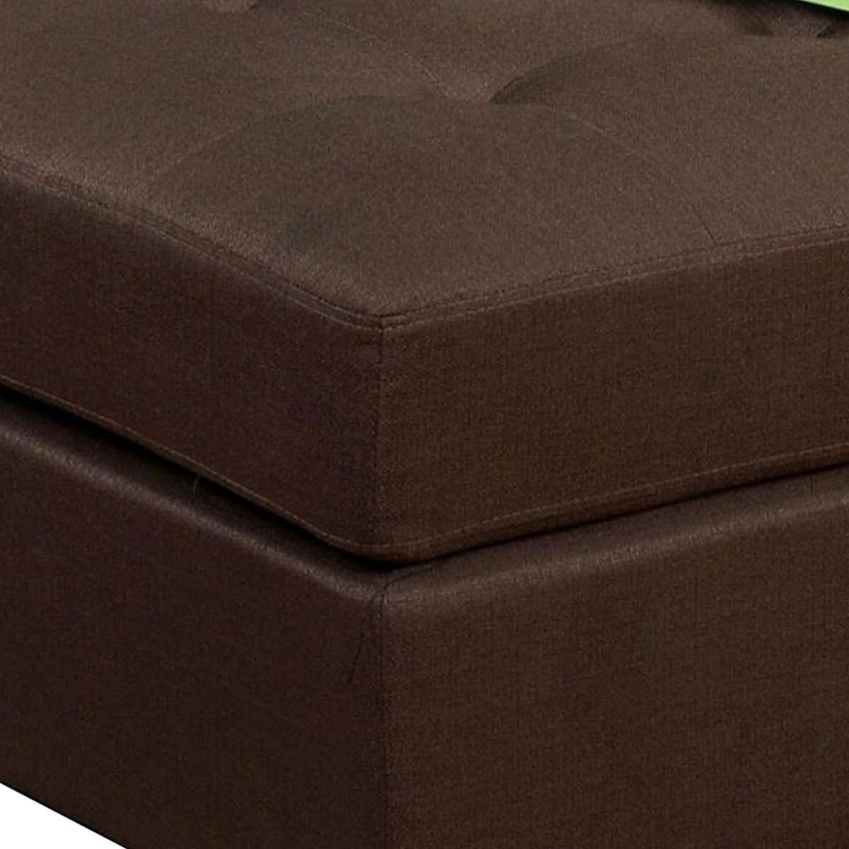 34 Inch Fabric Upholstered Ottoman With Button Tufting, Brown By Benzara | Ottomans |  Modishstore  - 4