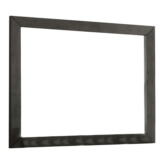 39 Inch Mirror With Rectangular Wooden Frame, Dark Gray By Benzara | Mirrors |  Modishstore 