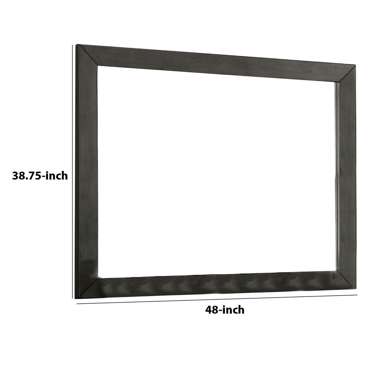 39 Inch Mirror With Rectangular Wooden Frame, Dark Gray By Benzara | Mirrors |  Modishstore  - 2