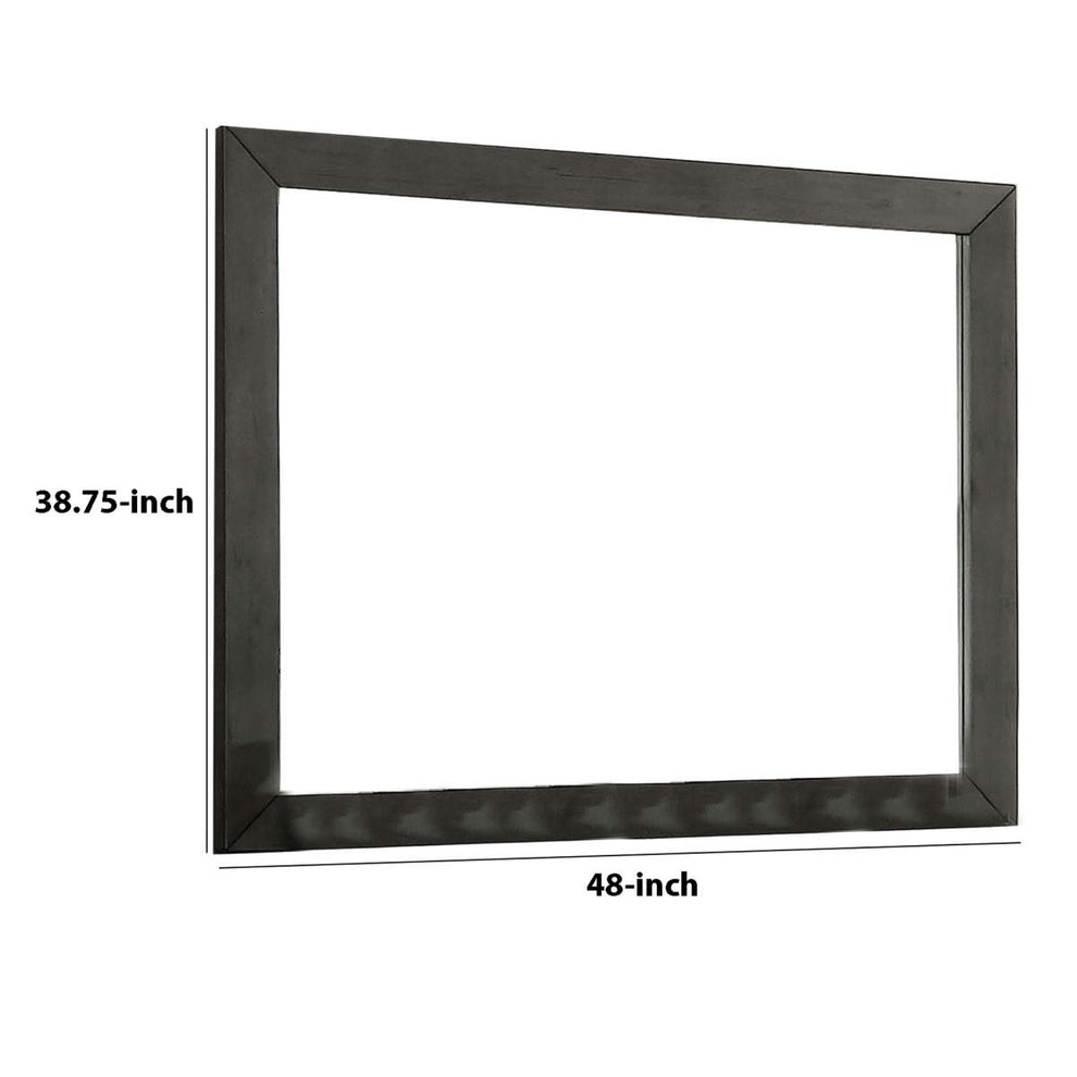 39 Inch Mirror With Rectangular Wooden Frame, Dark Gray By Benzara | Mirrors |  Modishstore  - 2