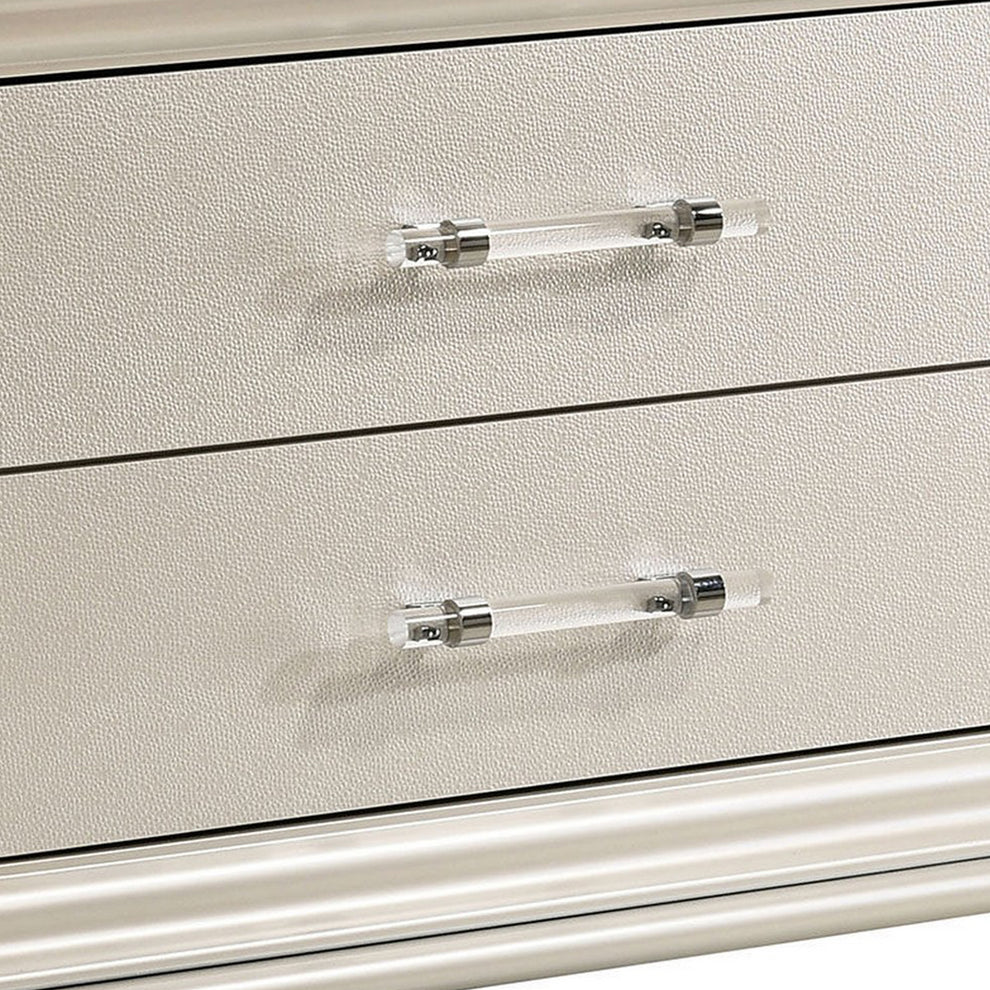 2 Drawer Nightstand With Acrylic Feet And Crystal Accents Silver By Benzara | Nightstands | Modishstore - 3