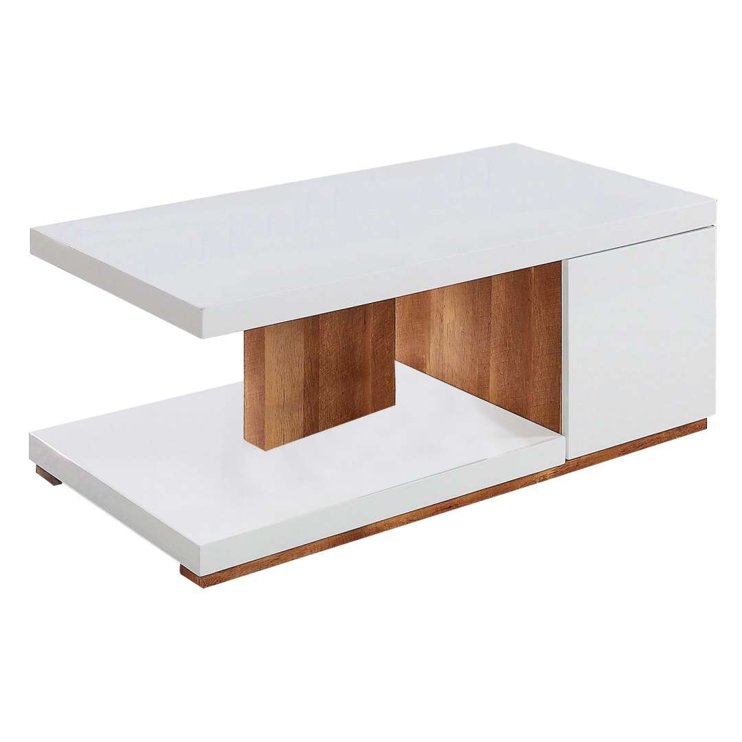 Replicated Wooden Base Coffee Table With 1 Open Shelf, White And Brown By Benzara | Coffee Tables |  Modishstore 