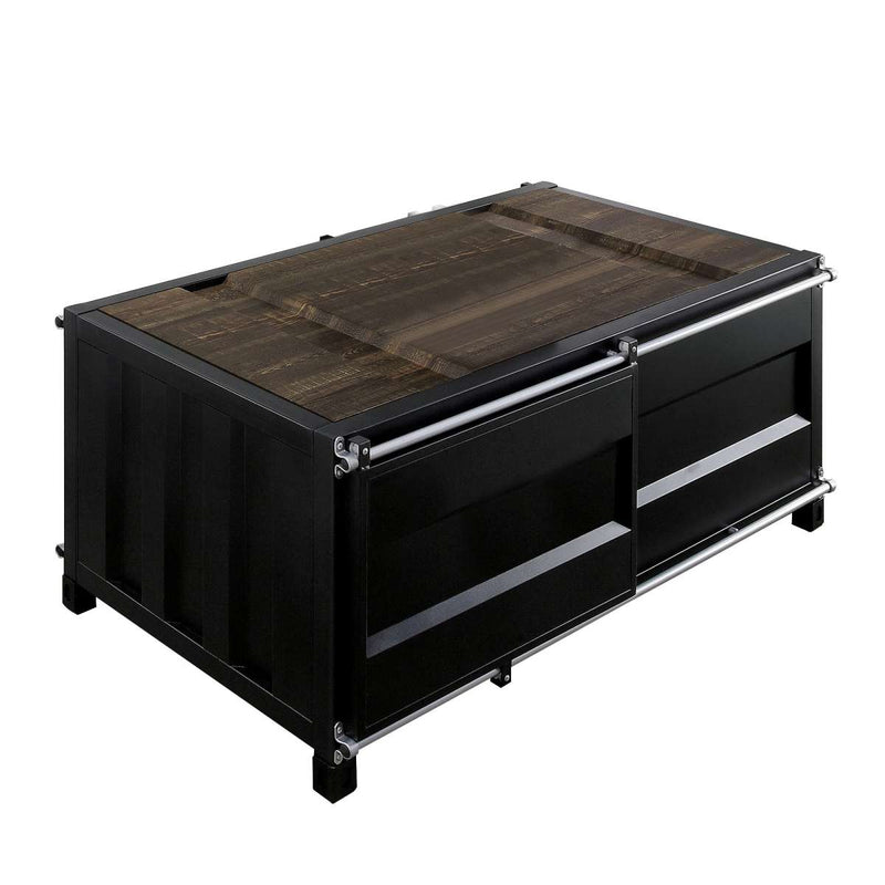 Container Style Coffee Table With Sliding Doors, Black By Benzara | Coffee Tables |  Modishstore 