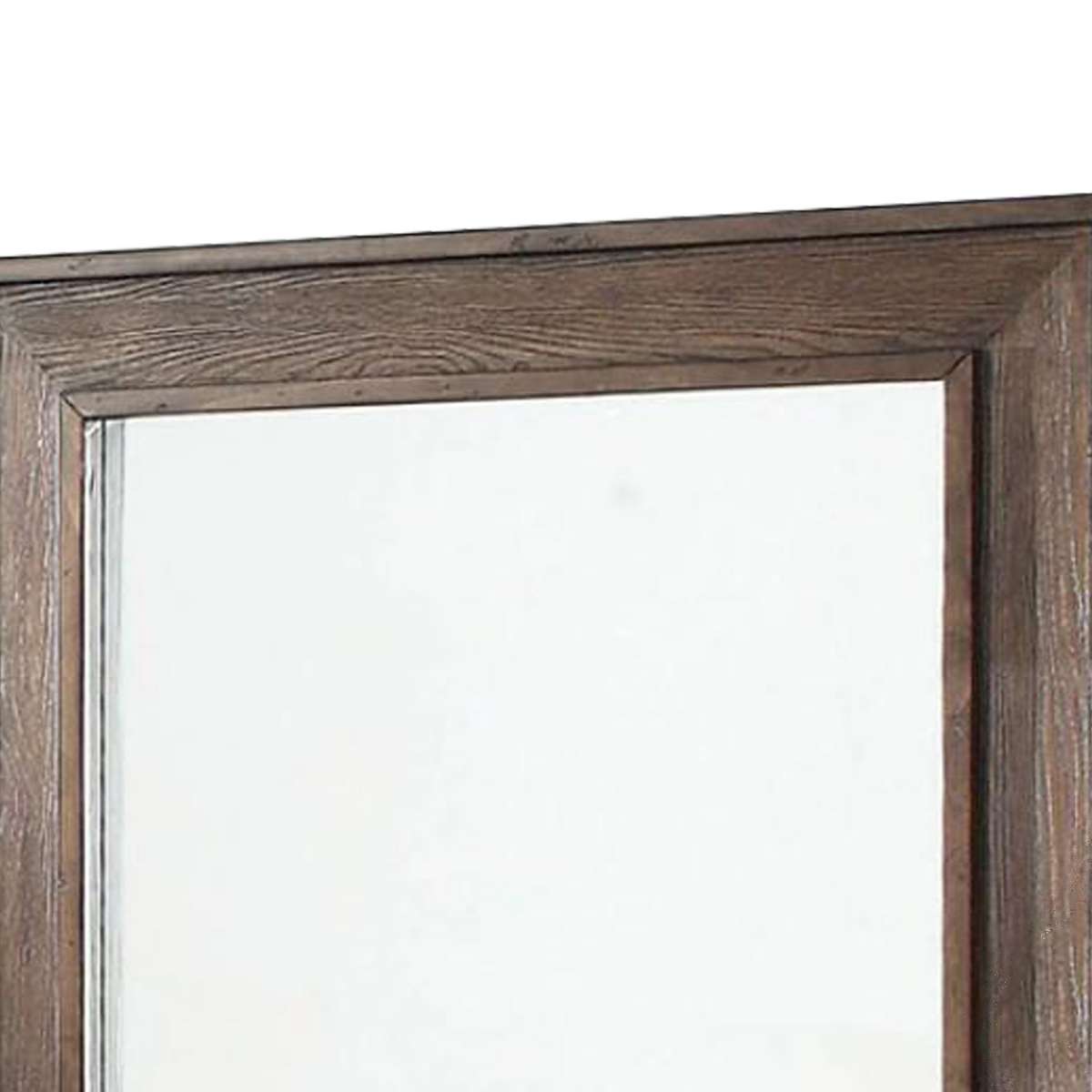 Wooden Frame Mirror With Raised Edges And Grain Details, Brown By Benzara | Mirrors |  Modishstore  - 5