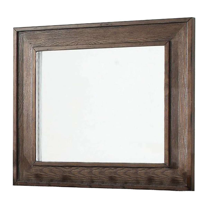 Wooden Frame Mirror With Raised Edges And Grain Details, Brown By Benzara | Mirrors |  Modishstore 