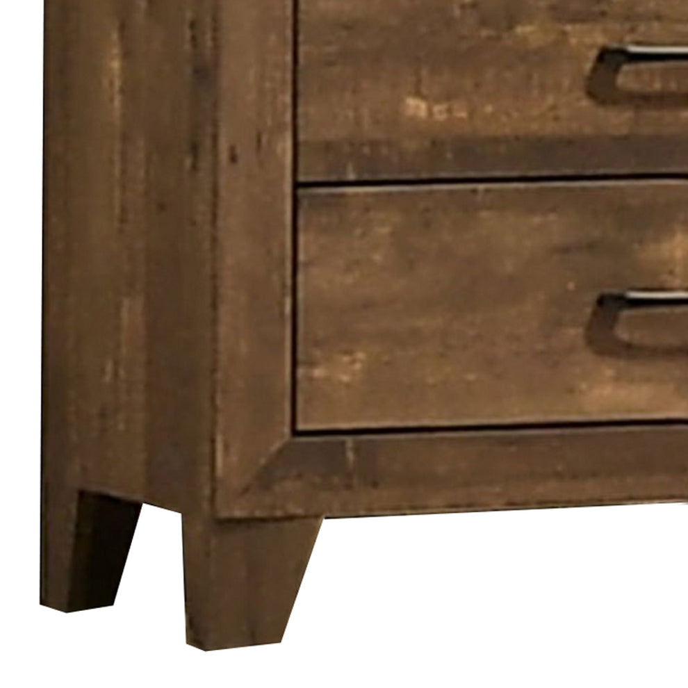 5 Drawer Wooden Chest With Grain Details Walnut Brown By Benzara | Cabinets | Modishstore - 5