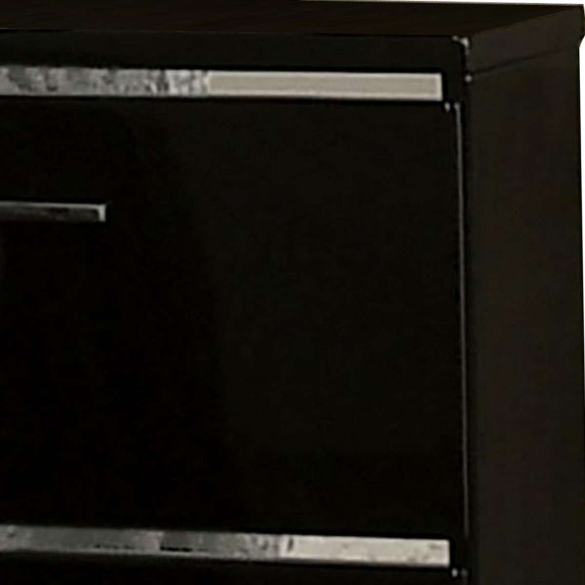 Two Drawer Nightstand With Usb Charger And Bar Handle Pulls, Black By Benzara | Nightstands |  Modishstore  - 5