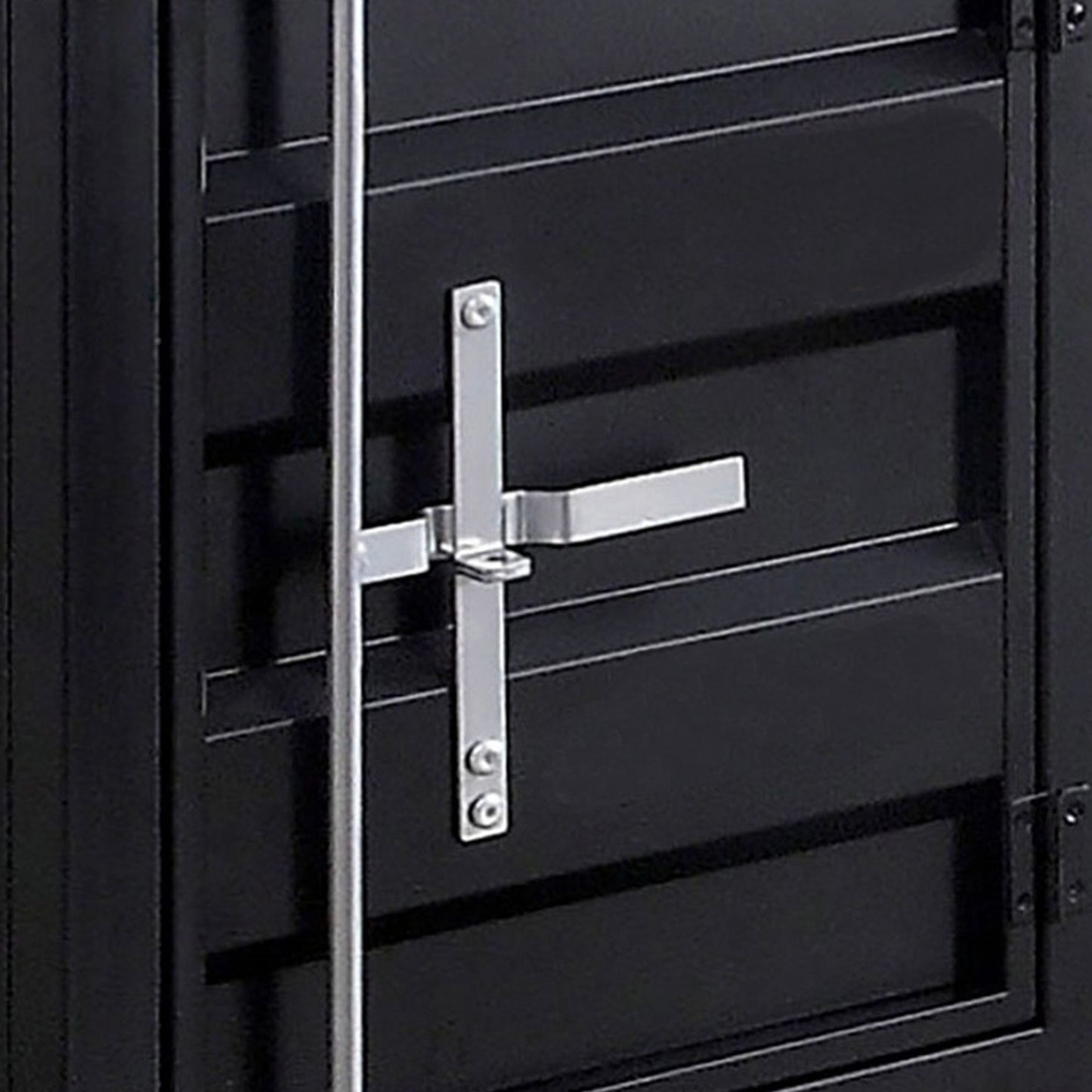 Industrial Style End Table With Sliding Door Storage Black By Benzara | End Tables | Modishstore - 2