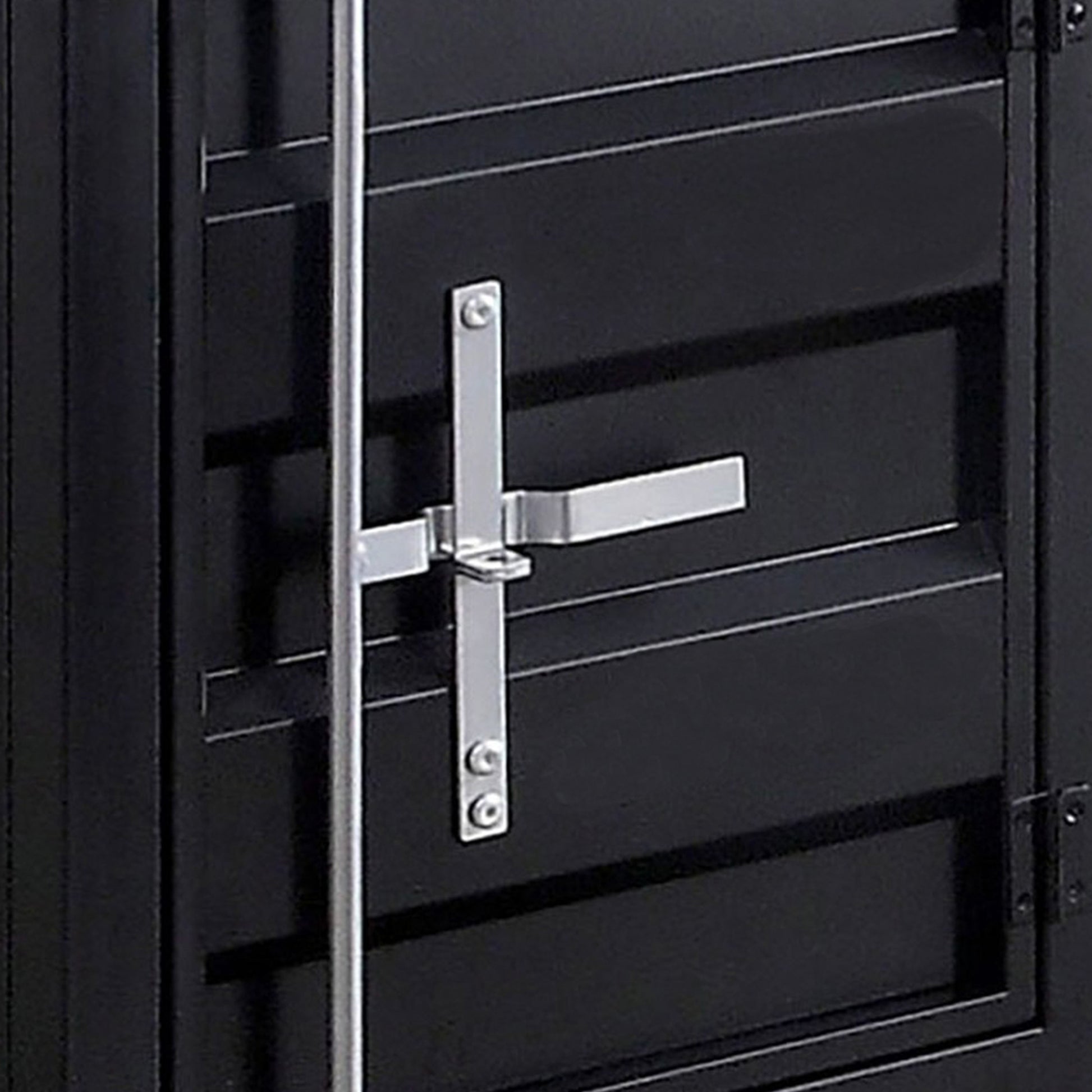 Industrial Style End Table With Sliding Door Storage Black By Benzara | End Tables | Modishstore - 2