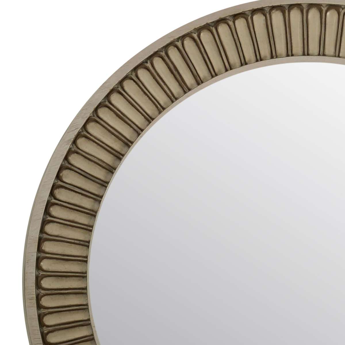 Traditional Style Round Mirror With Decorative Trim Edges, White By Benzara | Mirrors |  Modishstore  - 5