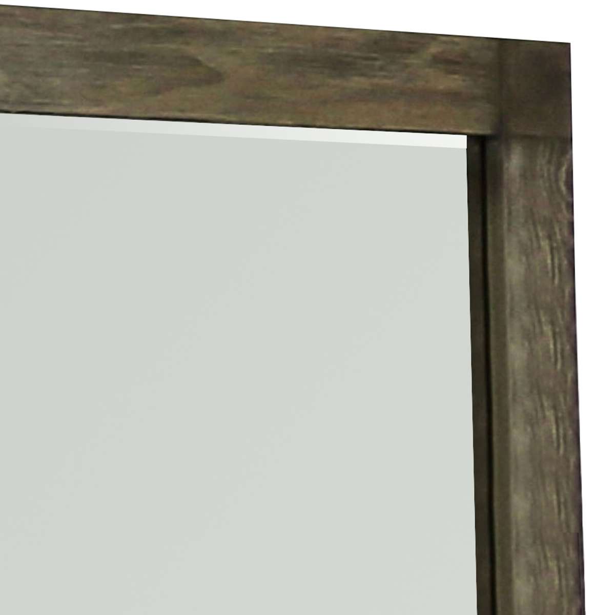 Traditional Style Rectangular Mirror With Textured Wood Grain Details,Brown By Benzara | Mirrors |  Modishstore  - 3