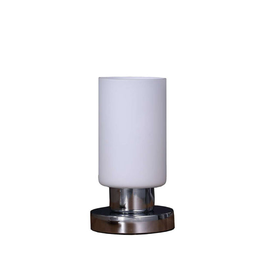 Cylindrical Glass Shade Table Lamp With Touch Switch, White By Benzara | Table Lamps |  Modishstore 