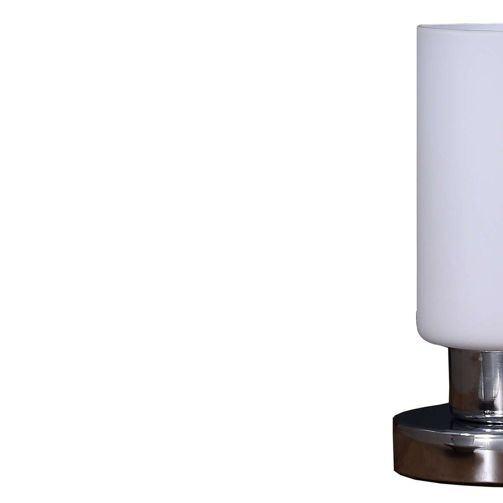 Cylindrical Glass Shade Table Lamp With Touch Switch, White By Benzara | Table Lamps |  Modishstore  - 4