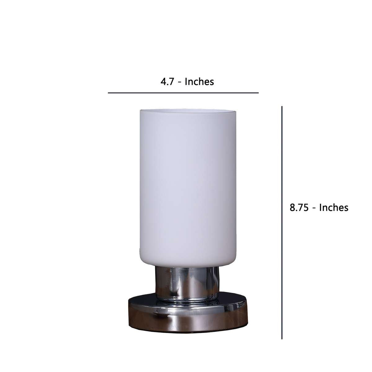 Cylindrical Glass Shade Table Lamp With Touch Switch, White By Benzara | Table Lamps |  Modishstore  - 2