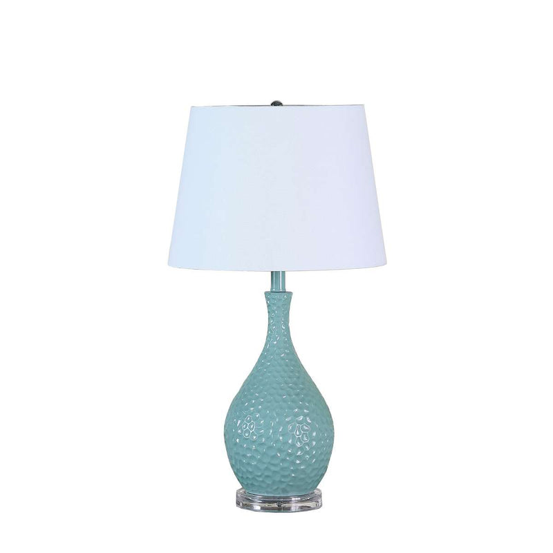Pin Bowl Design Metal Table Lamp With Hammered Pattern, Blue By Benzara | Table Lamps |  Modishstore 