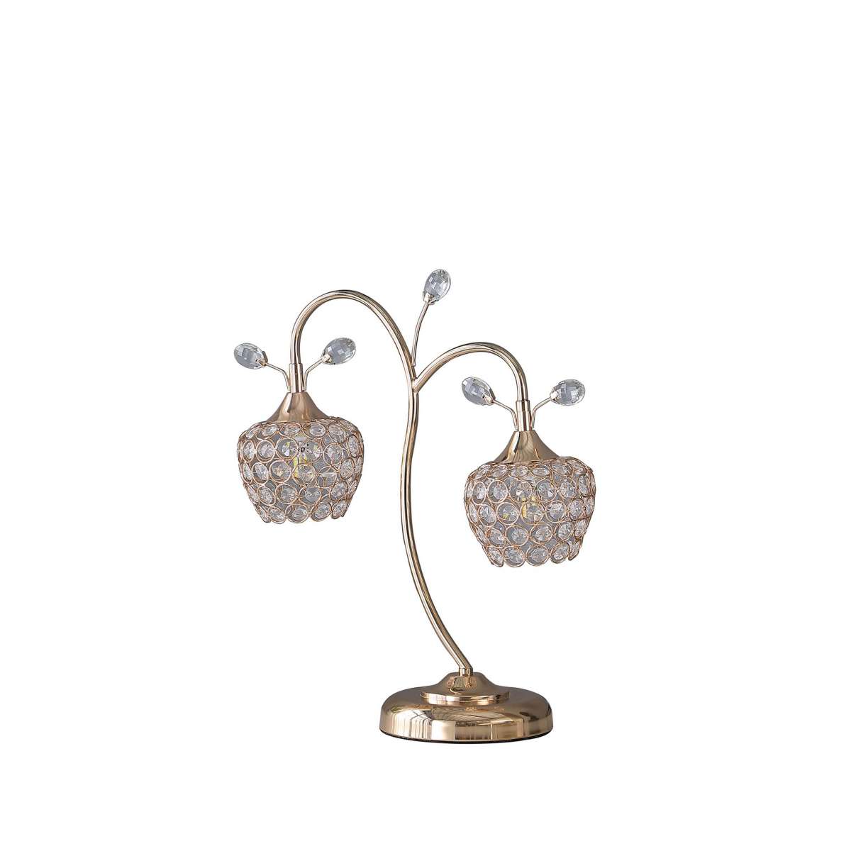 Floral Tree Design Metal Table Lamp With Dome Shade And Crystals, Gold By Benzara | Table Lamps |  Modishstore 