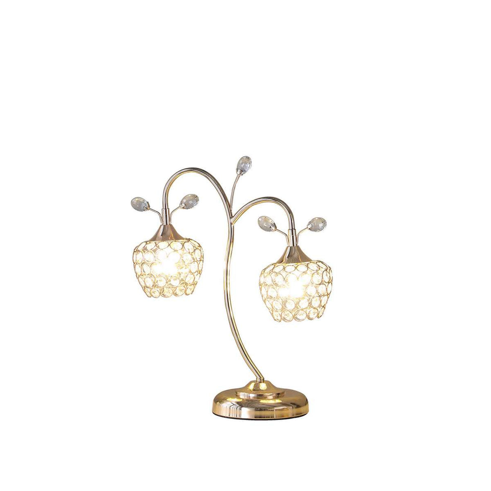 Floral Tree Design Metal Table Lamp With Dome Shade And Crystals, Gold By Benzara | Table Lamps |  Modishstore  - 2