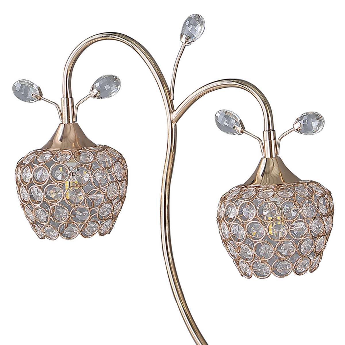 Floral Tree Design Metal Table Lamp With Dome Shade And Crystals, Gold By Benzara | Table Lamps |  Modishstore  - 5