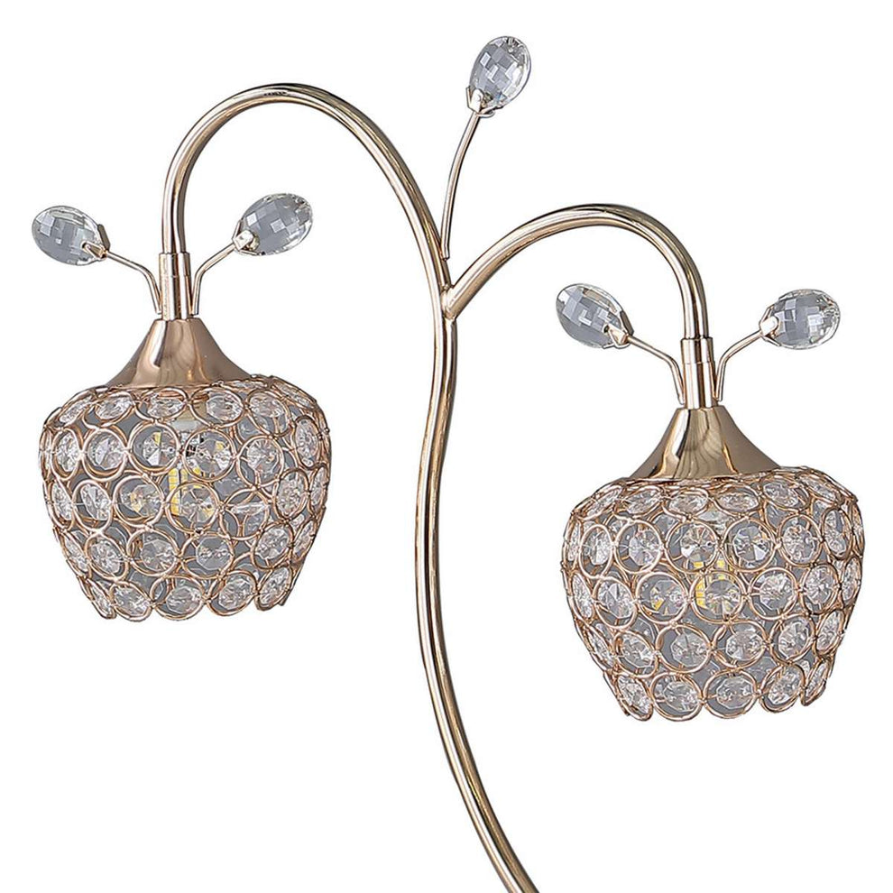 Floral Tree Design Metal Table Lamp With Dome Shade And Crystals, Gold By Benzara | Table Lamps |  Modishstore  - 5