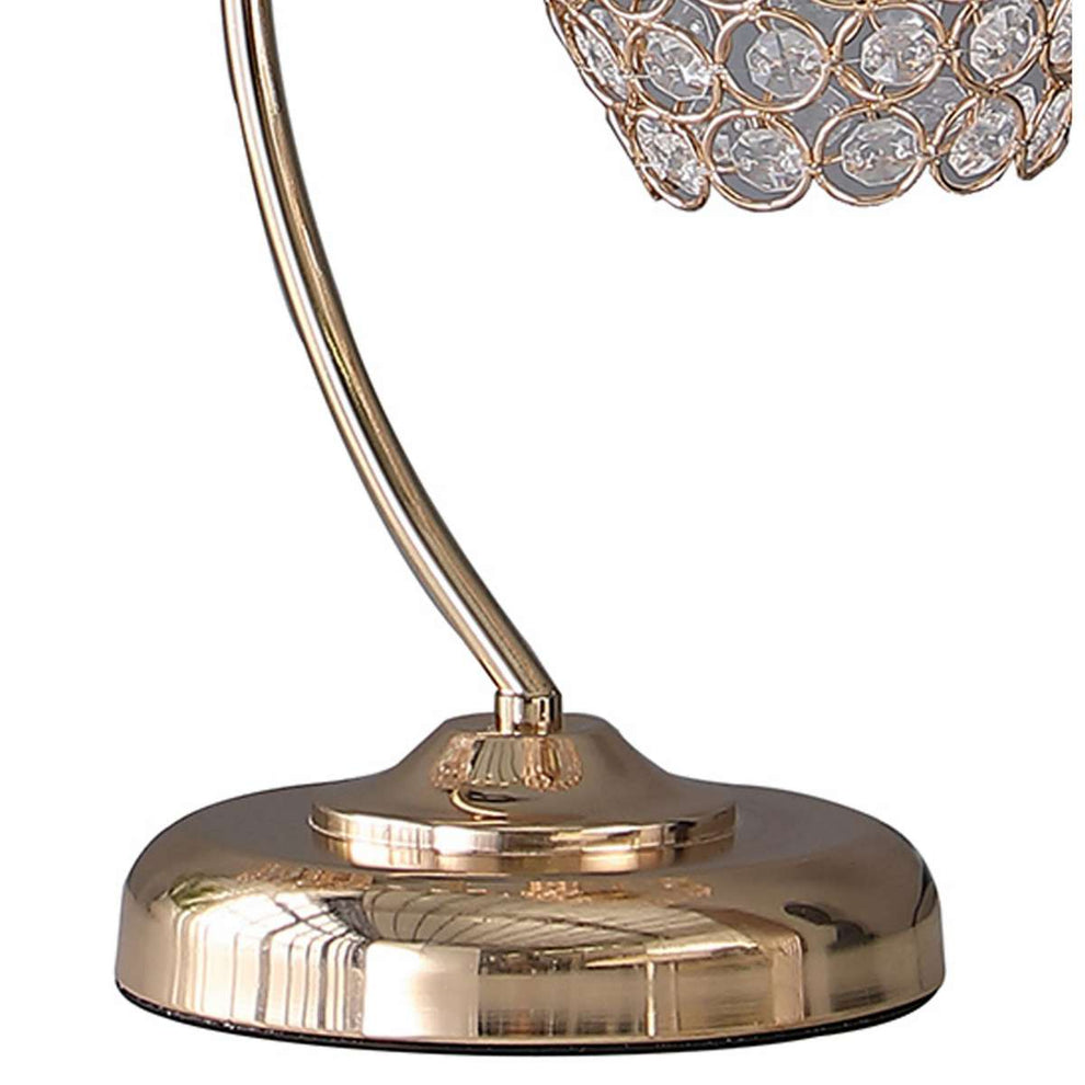 Floral Tree Design Metal Table Lamp With Dome Shade And Crystals, Gold By Benzara | Table Lamps |  Modishstore  - 4