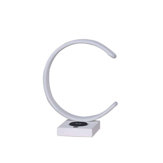 Metal C Shaped Table Lamp With Usb Plugin, White By Benzara | Table Lamps |  Modishstore 