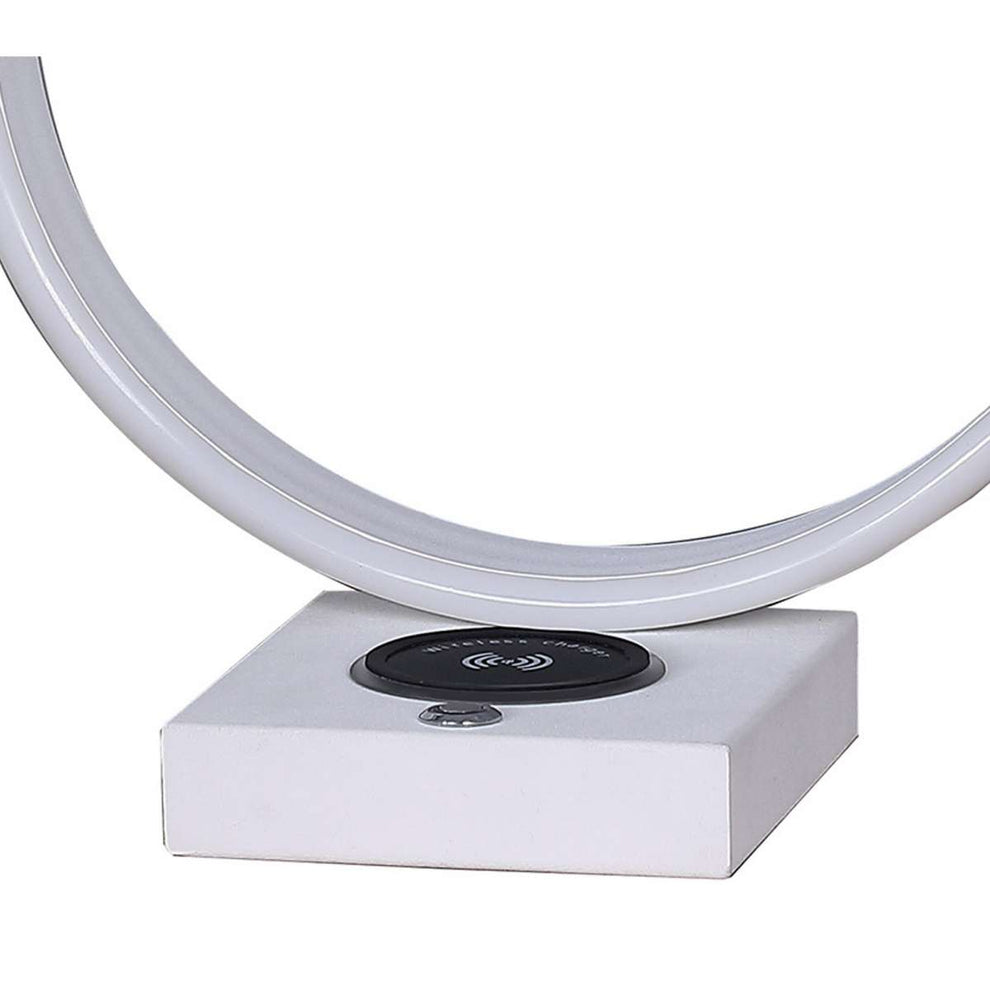 Metal C Shaped Table Lamp With Usb Plugin, White By Benzara | Table Lamps |  Modishstore  - 4