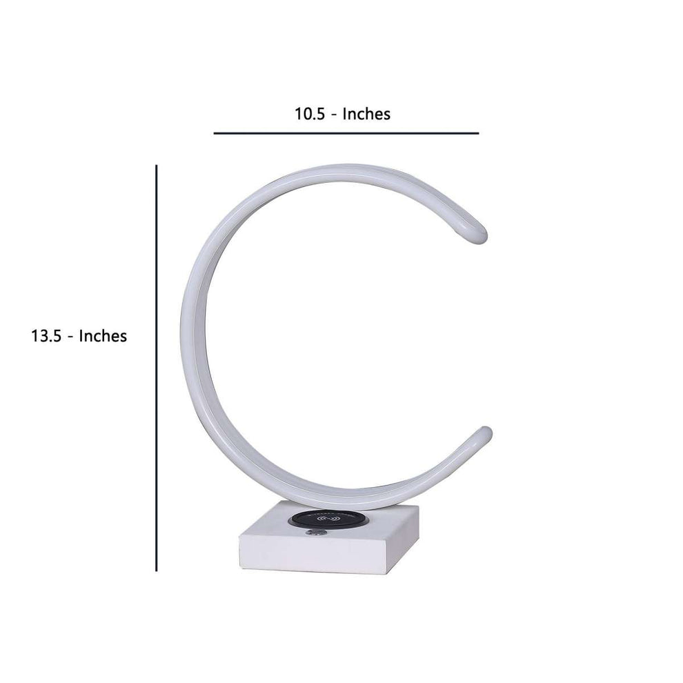 Metal C Shaped Table Lamp With Usb Plugin, White By Benzara | Table Lamps |  Modishstore  - 3