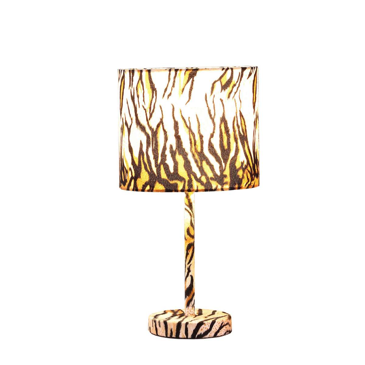 Fabric Wrapped Table Lamp With Striped Animal Print, Brown And Black By Benzara | Table Lamps |  Modishstore  - 2