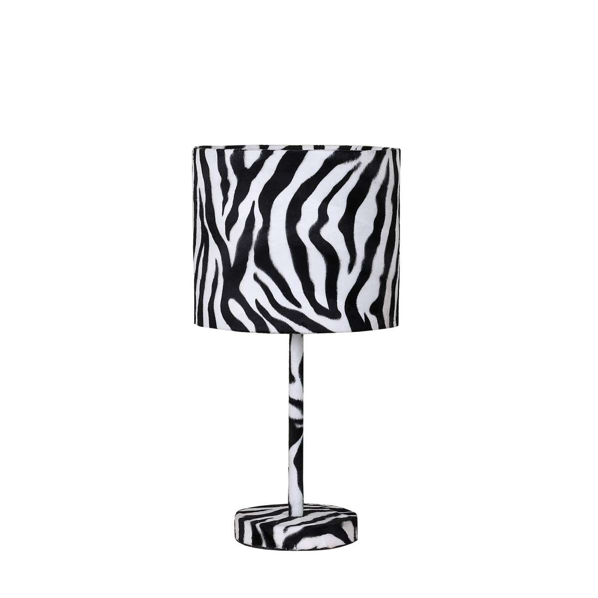 Fabric Wrapped Table Lamp With Animal Print, White And Black By Benzara | Table Lamps |  Modishstore 
