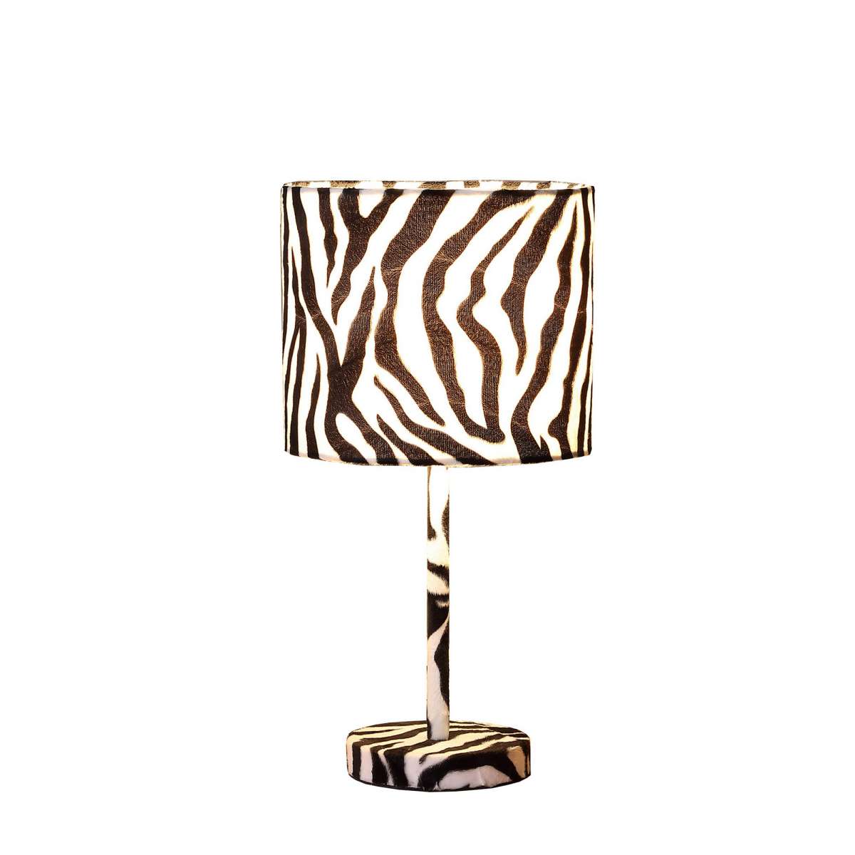 Fabric Wrapped Table Lamp With Animal Print, White And Black By Benzara | Table Lamps |  Modishstore  - 2