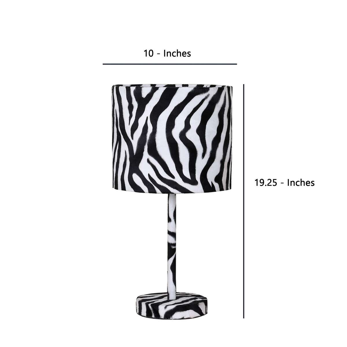 Fabric Wrapped Table Lamp With Animal Print, White And Black By Benzara | Table Lamps |  Modishstore  - 3