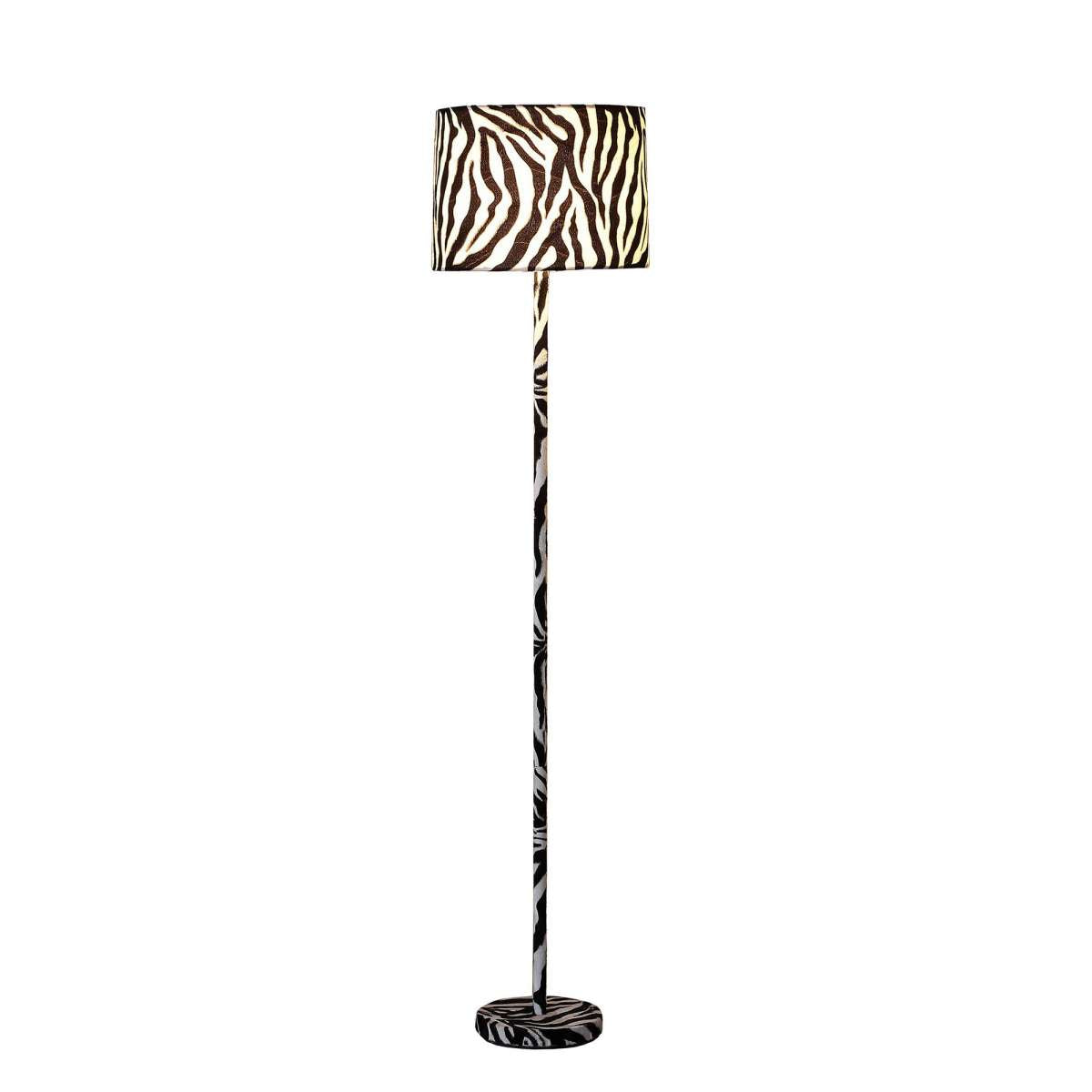 Fabric Wrapped Floor Lamp With Animal Print, White And Black By Benzara | Floor Lamps |  Modishstore  - 2
