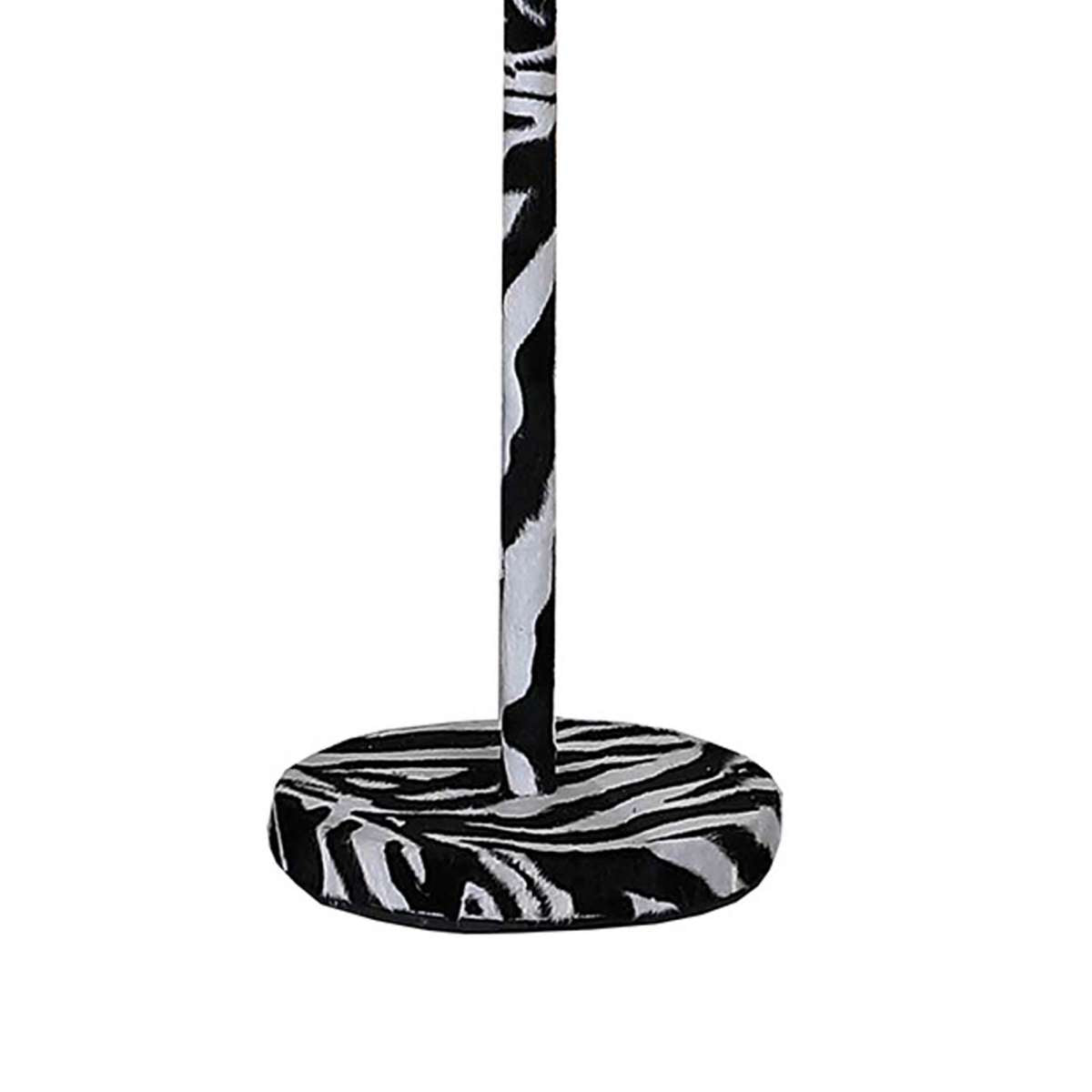 Fabric Wrapped Floor Lamp With Animal Print, White And Black By Benzara | Floor Lamps |  Modishstore  - 4