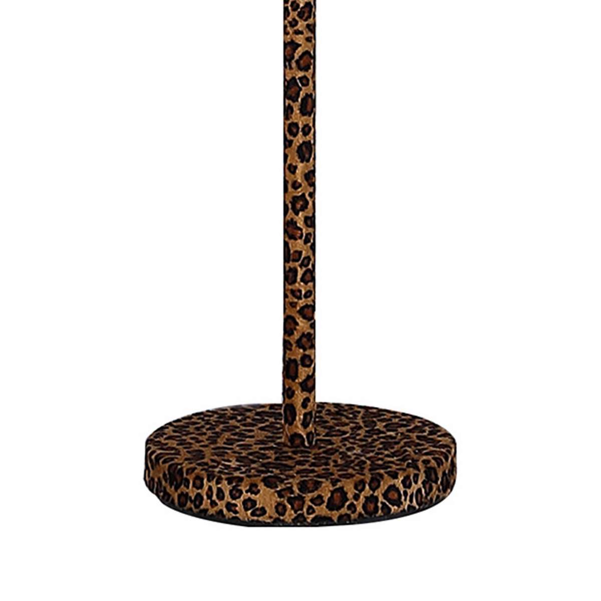 Fabric Wrapped Floor Lamp With Dotted Animal Print, Brown And Black By Benzara | Floor Lamps |  Modishstore  - 4