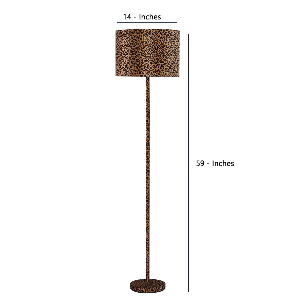 Fabric Wrapped Floor Lamp With Dotted Animal Print, Brown And Black By Benzara | Floor Lamps |  Modishstore  - 3