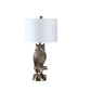 Polyresin Sitting Owl Design Table Lamp With Round Base, Silver By Benzara | Table Lamps |  Modishstore 