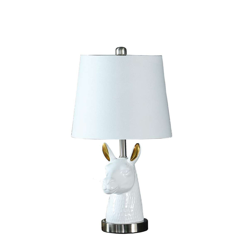 Metal Table Lamp With Llama Animal Head, White By Benzara | Table Lamps |  Modishstore  - 2