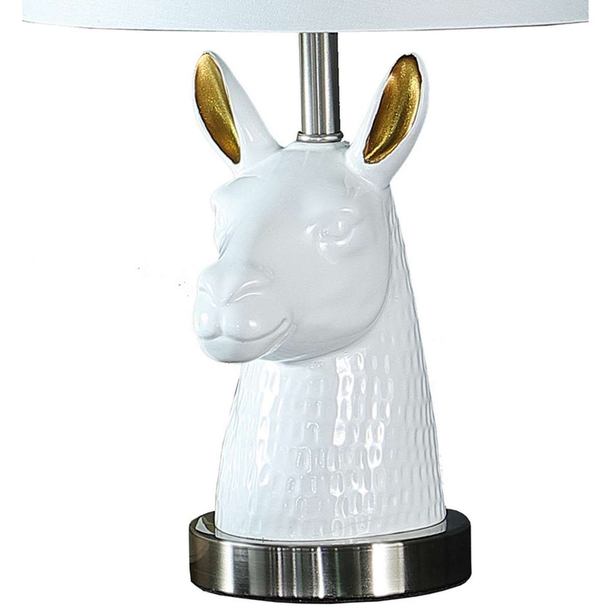 Metal Table Lamp With Llama Animal Head, White By Benzara | Table Lamps |  Modishstore  - 4