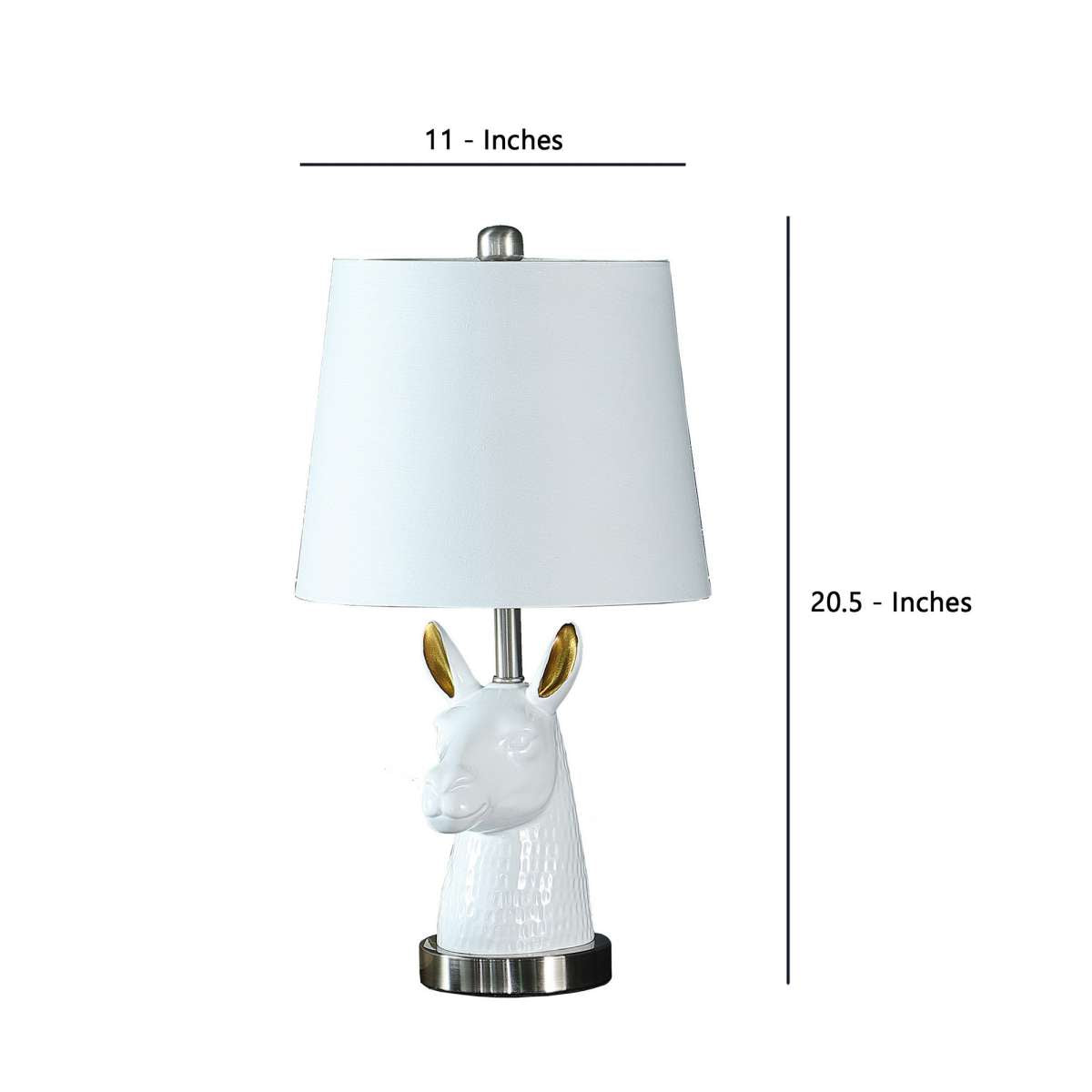 Metal Table Lamp With Llama Animal Head, White By Benzara | Table Lamps |  Modishstore  - 3
