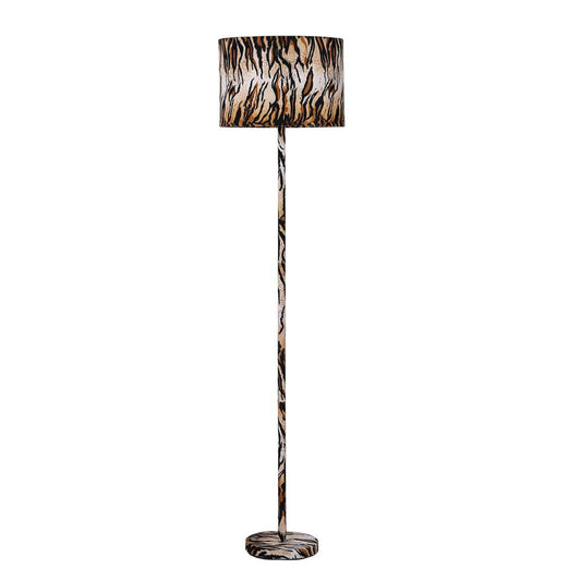 Fabric Wrapped Floor Lamp With Animal Print, Yellow And Black By Benzara | Floor Lamps |  Modishstore 