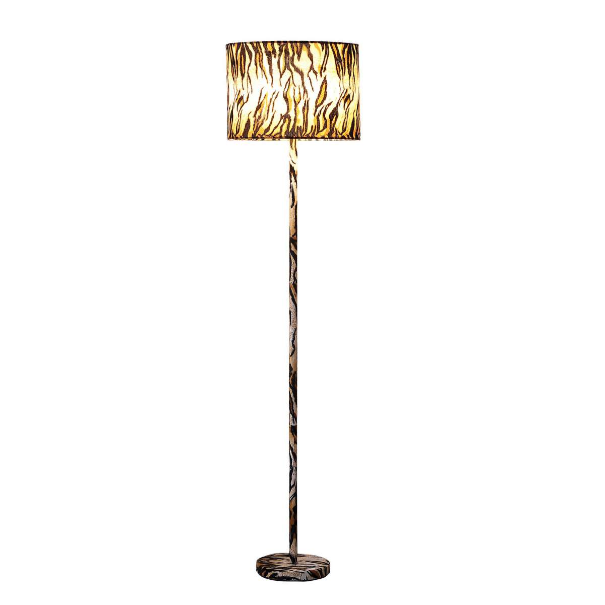 Fabric Wrapped Floor Lamp With Animal Print, Yellow And Black By Benzara | Floor Lamps |  Modishstore  - 2