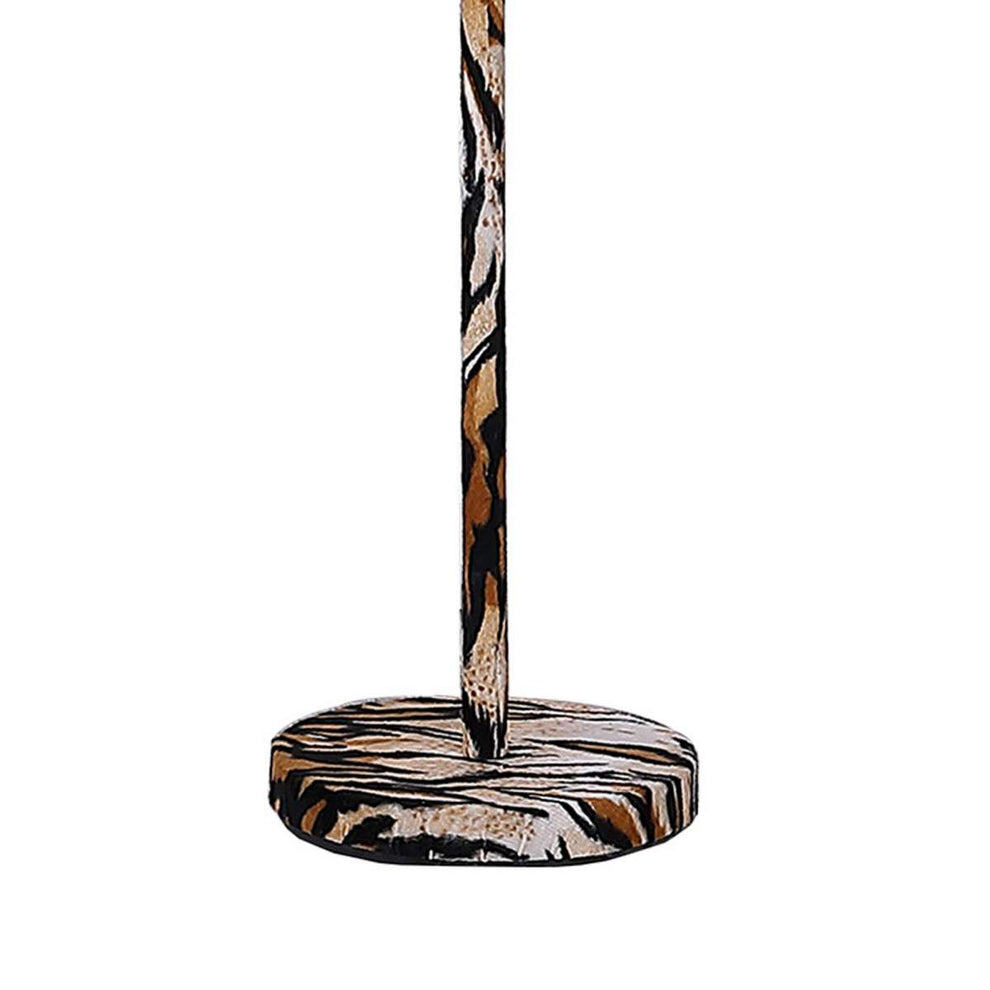 Fabric Wrapped Floor Lamp With Animal Print, Yellow And Black By Benzara | Floor Lamps |  Modishstore  - 4