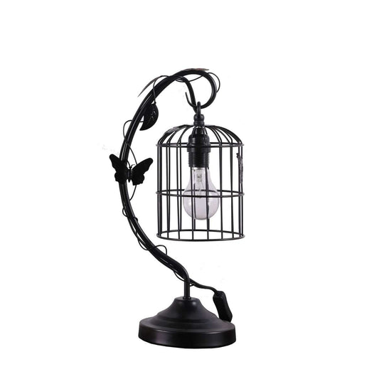 Arc Design Metal Table Lamp With Birdcage Shade, Black By Benzara | Table Lamps |  Modishstore 