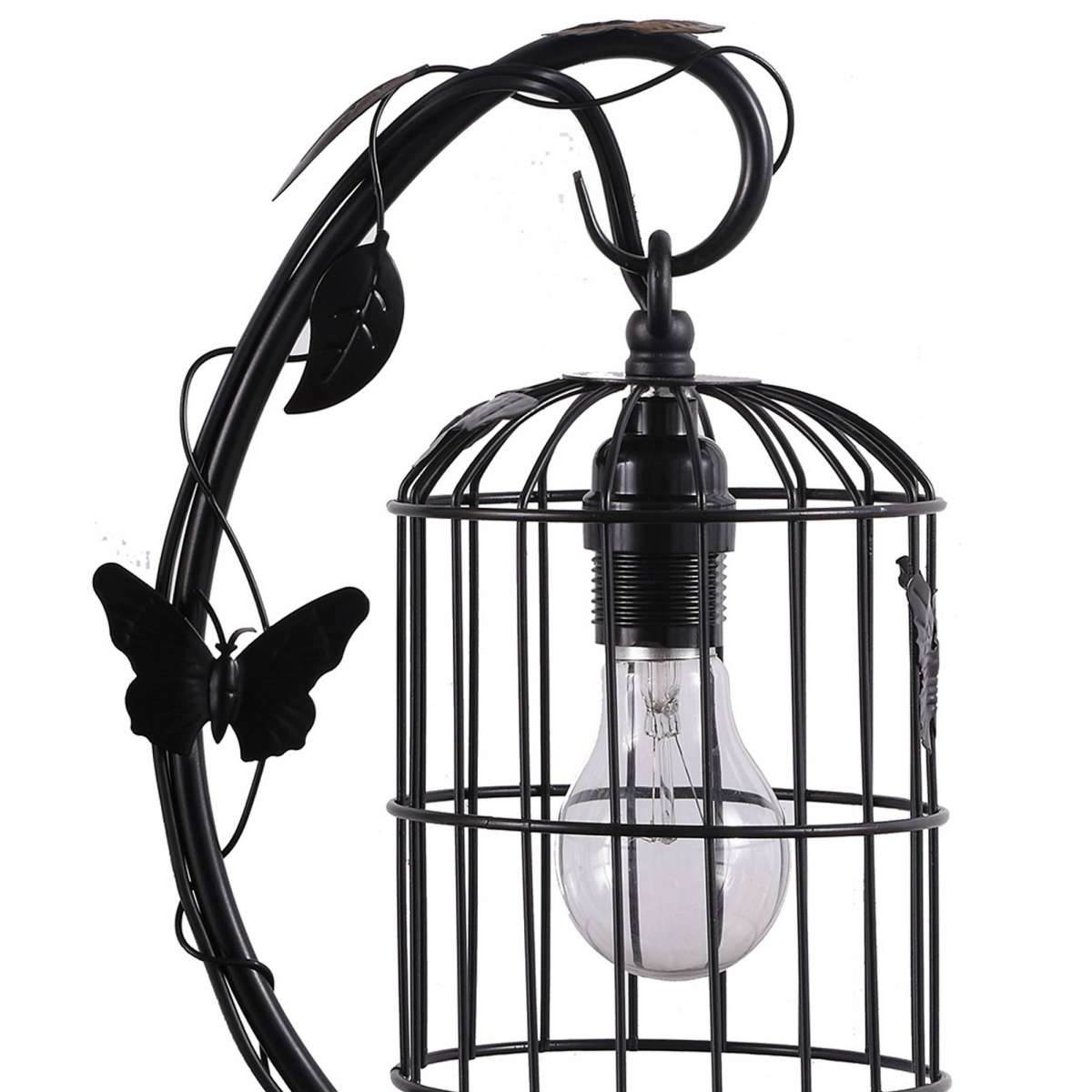 Arc Design Metal Table Lamp With Birdcage Shade, Black By Benzara | Table Lamps |  Modishstore  - 5