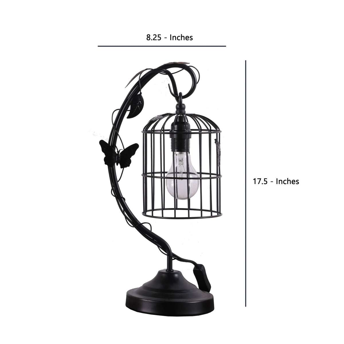 Arc Design Metal Table Lamp With Birdcage Shade, Black By Benzara | Table Lamps |  Modishstore  - 3
