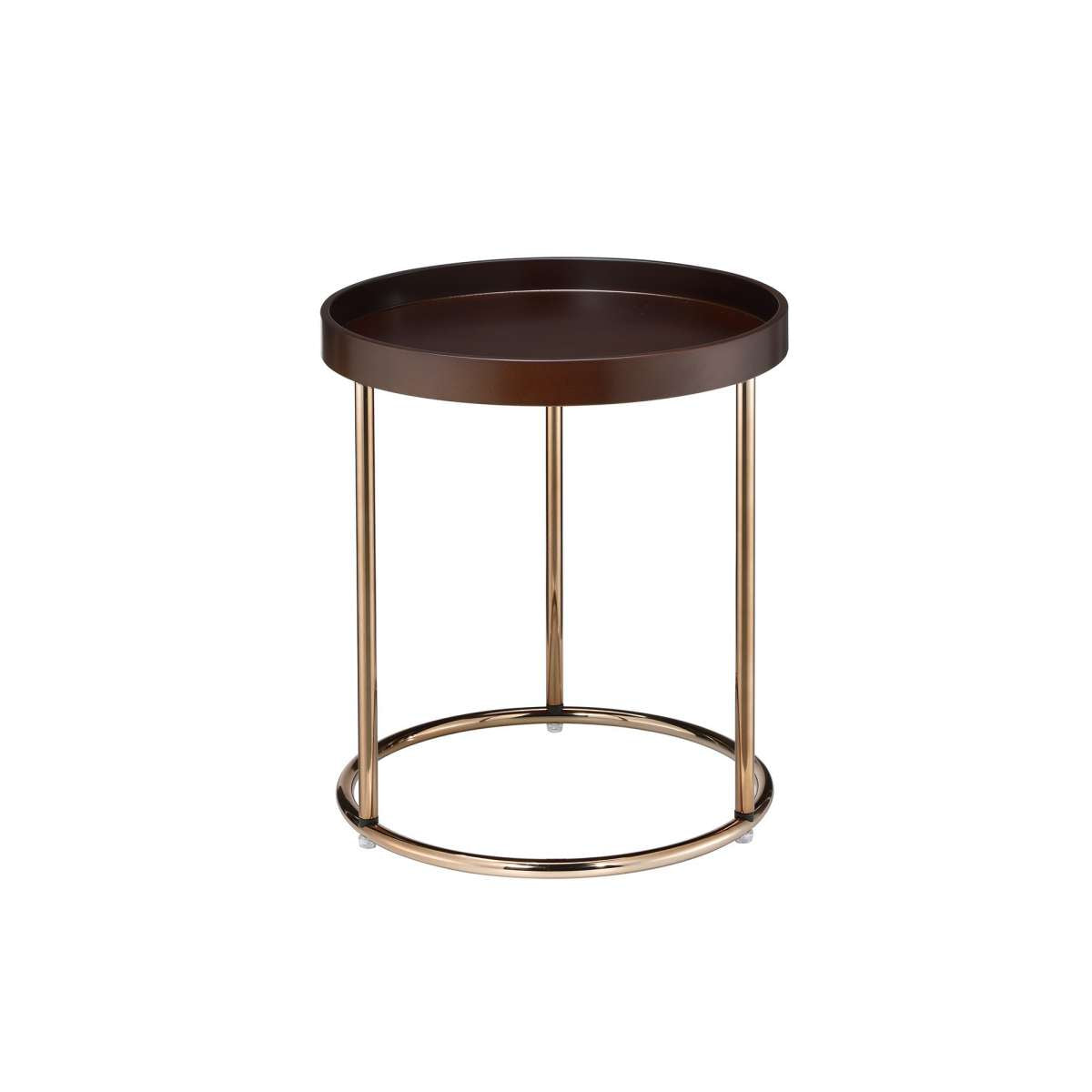21.75 Inches Wooden Lipped Edge Side Table With Metal Legs, Brown By Benzara | Side Tables |  Modishstore  - 5