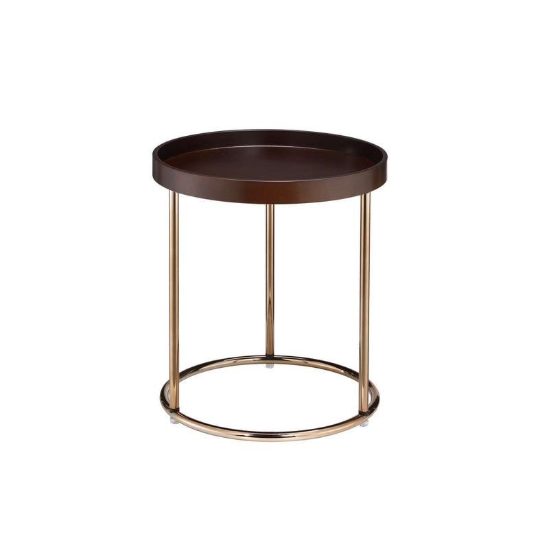 21.75 Inches Wooden Lipped Edge Side Table With Metal Legs, Brown By Benzara | Side Tables |  Modishstore 