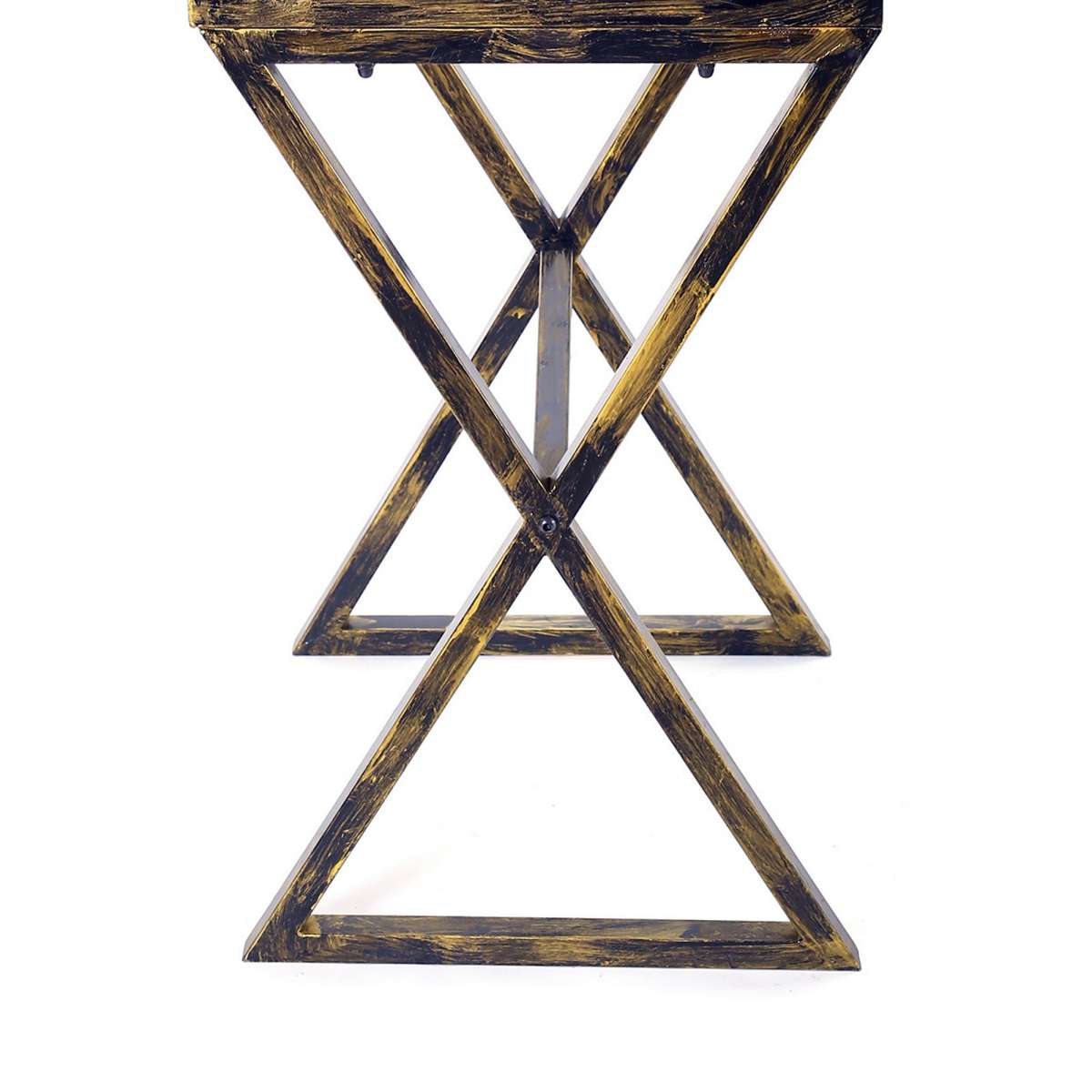 27 Stone Top Plant Stand With X Legs, Black And Gray By Benzara | Side Tables |  Modishstore  - 3